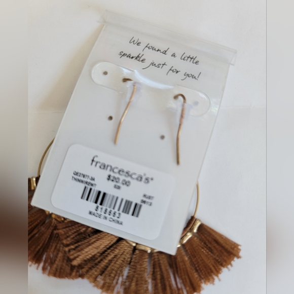 Earrings wire hoops with fringe. - Picture 2 of 2